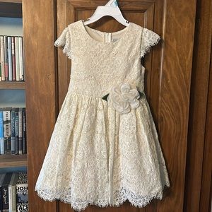 Flower Girl dress, ivory, flower, sequins, size 5